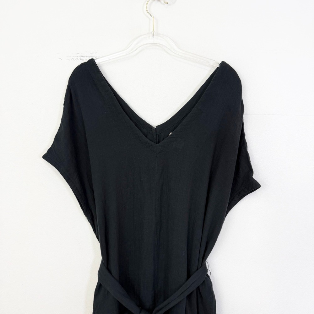 Pact Coastal Double Gauze Jumpsuit Black Organic Cotton Size L - Picture 3 of 7